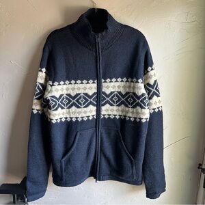 Everest Designs Men’s Full Zip Up Fair Isle Sweater Handmade in Nepal‎ Sz L
